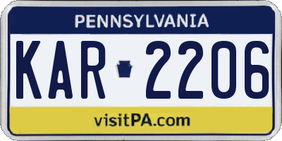 PA license plate KAR2206