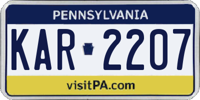 PA license plate KAR2207