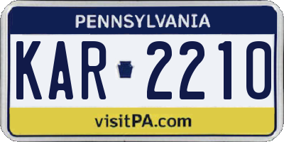 PA license plate KAR2210