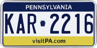 PA license plate KAR2216