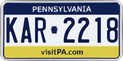 PA license plate KAR2218