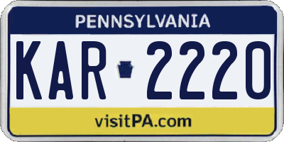 PA license plate KAR2220