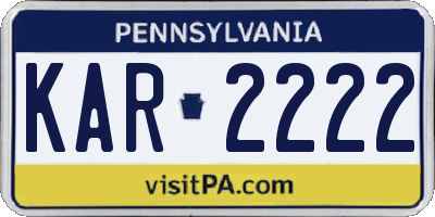 PA license plate KAR2222