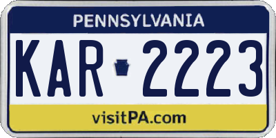 PA license plate KAR2223