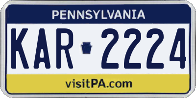 PA license plate KAR2224