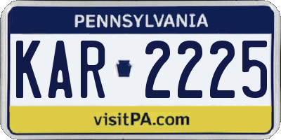 PA license plate KAR2225