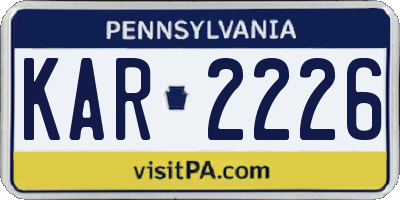 PA license plate KAR2226