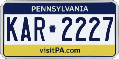 PA license plate KAR2227
