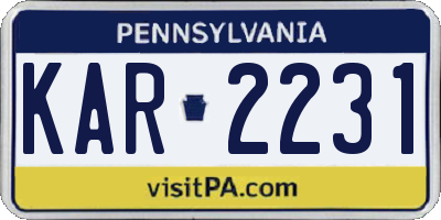 PA license plate KAR2231