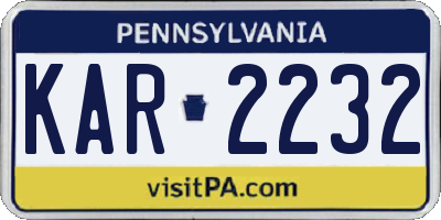 PA license plate KAR2232
