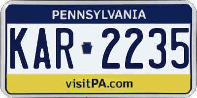 PA license plate KAR2235