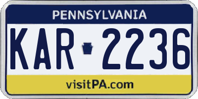 PA license plate KAR2236