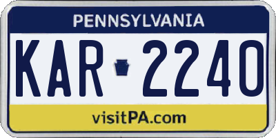 PA license plate KAR2240
