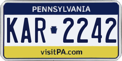 PA license plate KAR2242