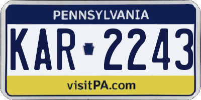 PA license plate KAR2243