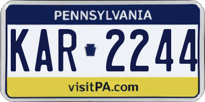 PA license plate KAR2244