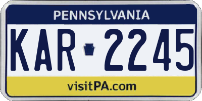 PA license plate KAR2245