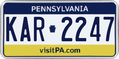 PA license plate KAR2247