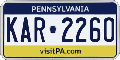 PA license plate KAR2260