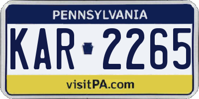 PA license plate KAR2265