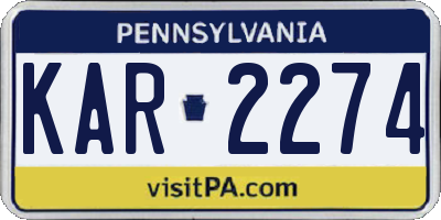 PA license plate KAR2274