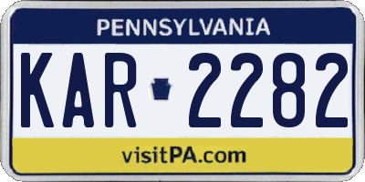 PA license plate KAR2282