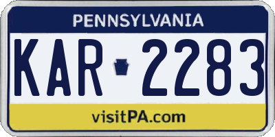 PA license plate KAR2283