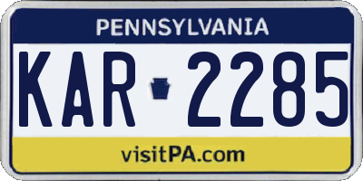PA license plate KAR2285