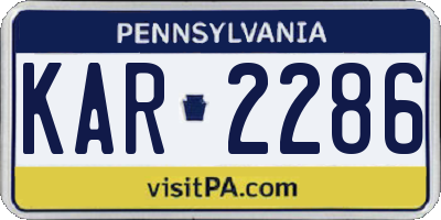PA license plate KAR2286