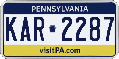 PA license plate KAR2287