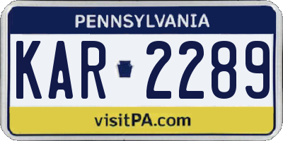 PA license plate KAR2289