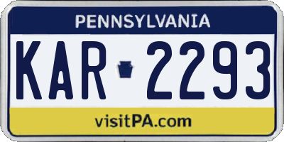 PA license plate KAR2293