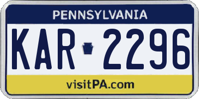 PA license plate KAR2296