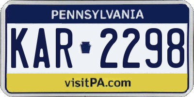 PA license plate KAR2298