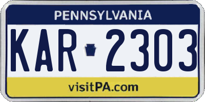 PA license plate KAR2303