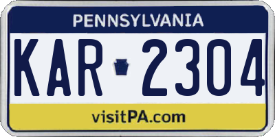 PA license plate KAR2304