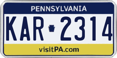 PA license plate KAR2314