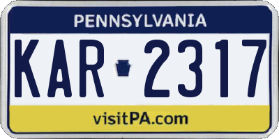 PA license plate KAR2317