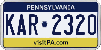 PA license plate KAR2320