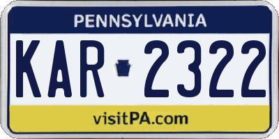 PA license plate KAR2322