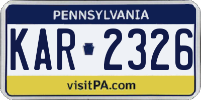 PA license plate KAR2326