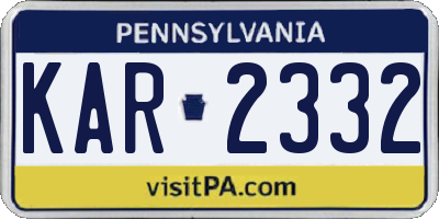 PA license plate KAR2332