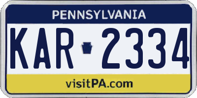 PA license plate KAR2334