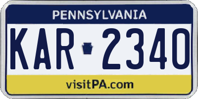 PA license plate KAR2340