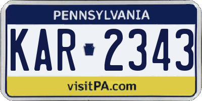 PA license plate KAR2343