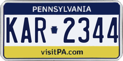 PA license plate KAR2344