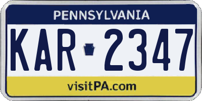 PA license plate KAR2347