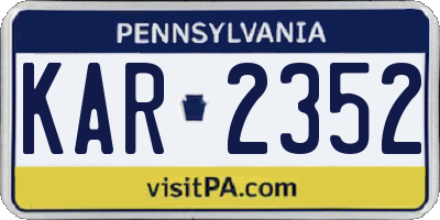 PA license plate KAR2352