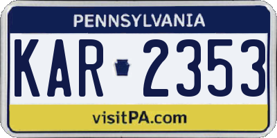 PA license plate KAR2353