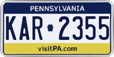 PA license plate KAR2355